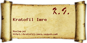 Kratofil Imre névjegykártya